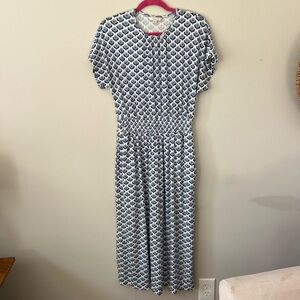 Boden jersey dress blue pattern maxi